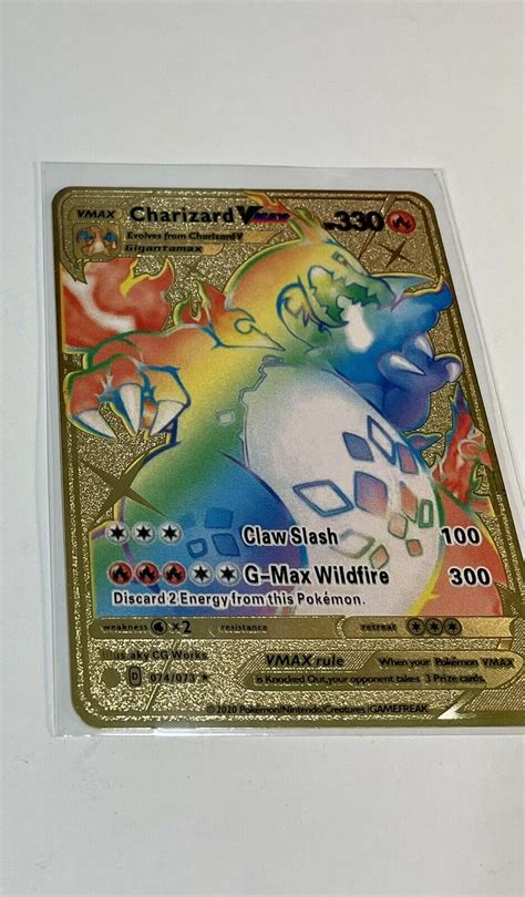 Mavin Rainbow Charizard Vmax Gold Metal Charizard Pokemon Card