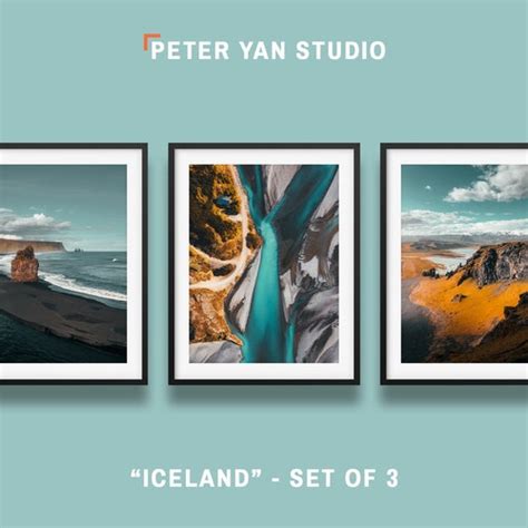 Iceland Art Prints Set Of 3 Icelandic Landscape Wall Art Etsy