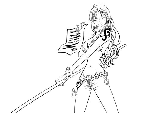 One Piece Nami Sketch Coloring Page