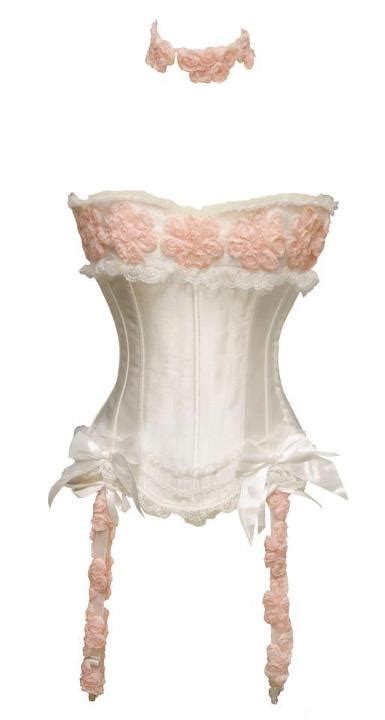 White Corset With Pink Flower Trim Pink Corset White Corset Corset