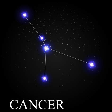 Cancer Zodiac Sign With Beautiful Bright Stars On The Background Of Cosmic Sky Vector