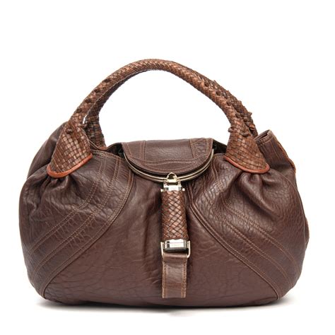 Fendi Brown Nappa Distressed Leather Spy Bag Labelcentric