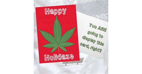 Weed Leaf Christmas Happy Holidaze Holiday Card Zazzle