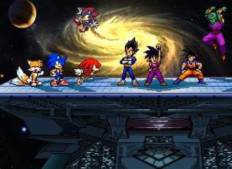 It's sonic shadow silver vs goku vegeta trunks in one explosive battle. Team Sonic vs Team Dragon Ball Z by AndreiConstantin on ...