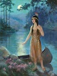 'Indian Maiden' by Frank Robert Harper (1876-1948) : Original Oil on Canvas