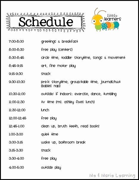 Daycare Staff Schedule Template Lovely Best 25 Home Daycare Schedule