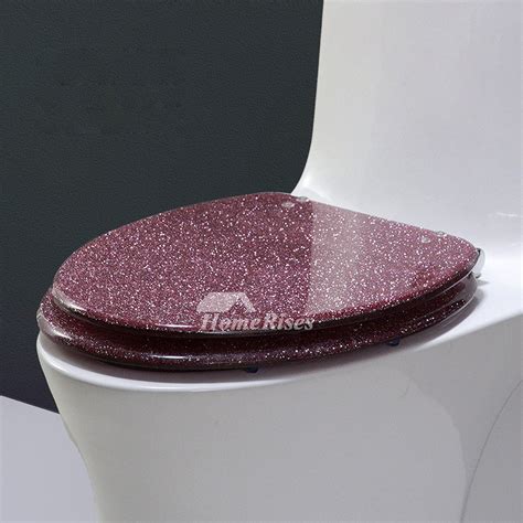 Luxury Glitter Resin Elongated Toilet Seat With Cover Gold Decorative