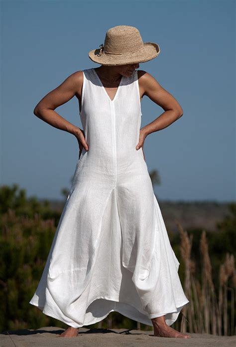Amalthee Creations Long White Linen Dress