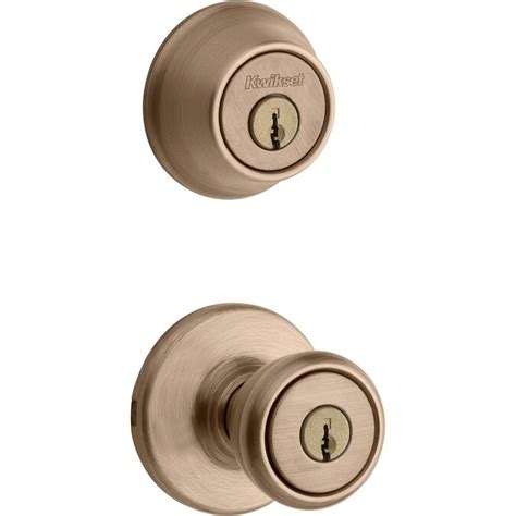 Kwikset Tylo Antique Brass Double Cylinder Deadbolt Keyed Entry Door