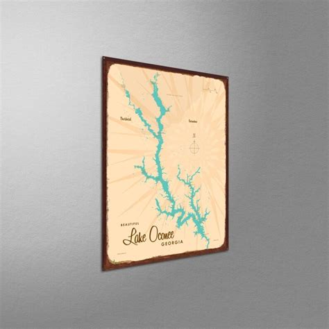 Lake Oconee Georgia Rustic Metal Sign Map Art Etsy