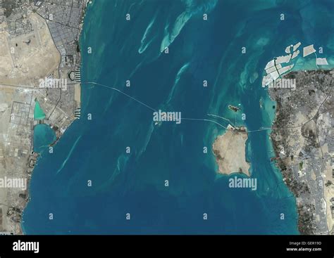 Satellite View Of The King Fahd Causeway A Series Of Bridges And