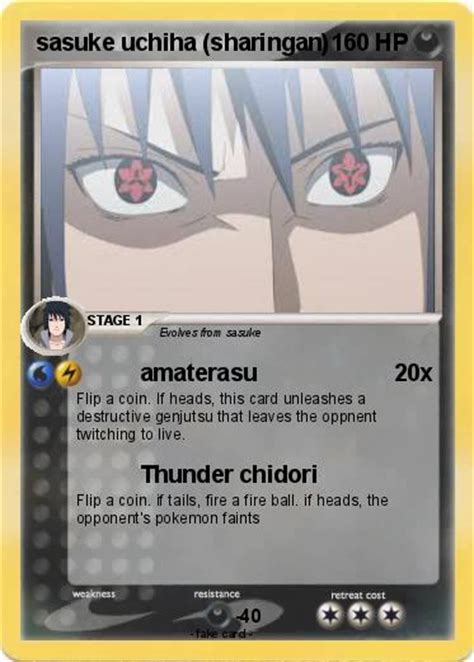 Pokémon Sasuke Uchiha Sharingan 2 2 Amaterasu My Pokemon Card