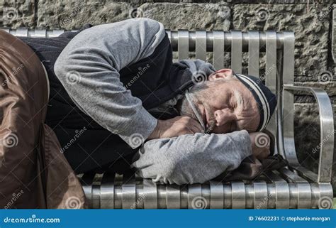 Homeless Man Sleeping With Old Blankets Stock Image Image Of Class