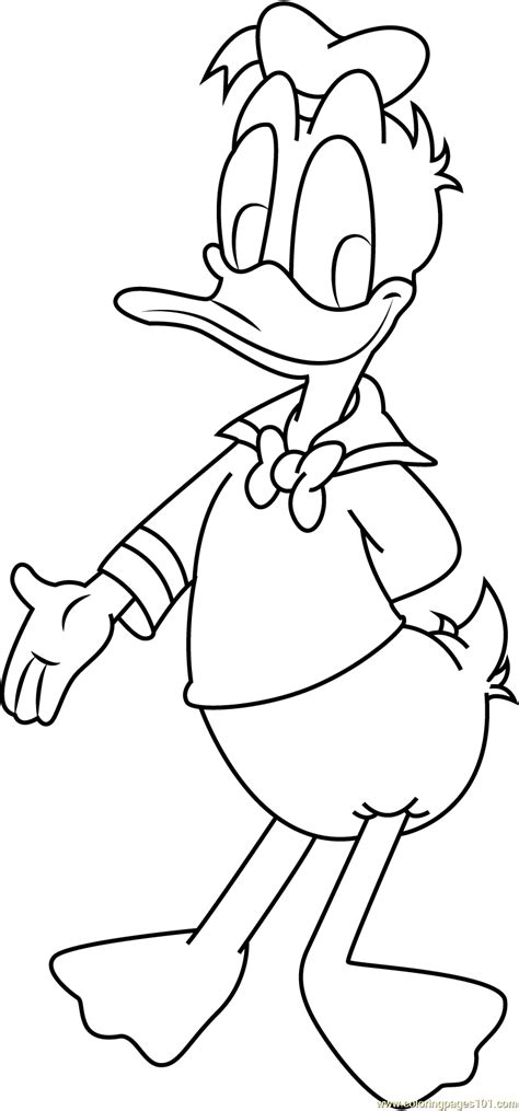 Friendly Donald Duck Coloring Page For Kids Free Donald Duck