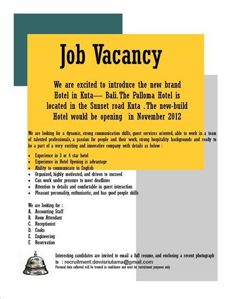 The example of job vacancy advertisement
