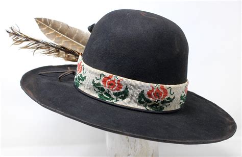 The Native Rose Handmade Lone Hawk Hat With Native American Beaded Band Beaded Hat Bands