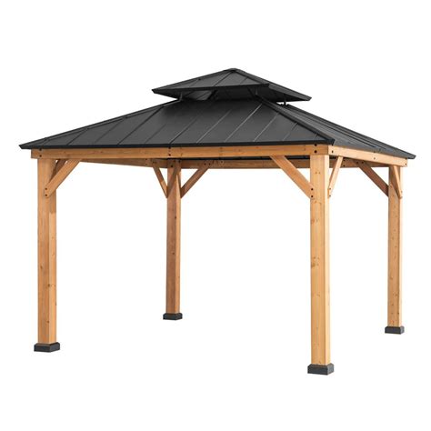 Sunjoy Archwood 12 Ft X 10 Ft Cedar Frame Gazebo With Double Tier