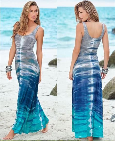Hot Beach Style Elegant Gradient Summer Long Dresses Female 2016 Beach Dresses For Women In