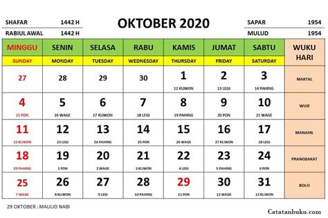 Kalender Oktober 2020 Lengkap Nasional Dan Jawa
