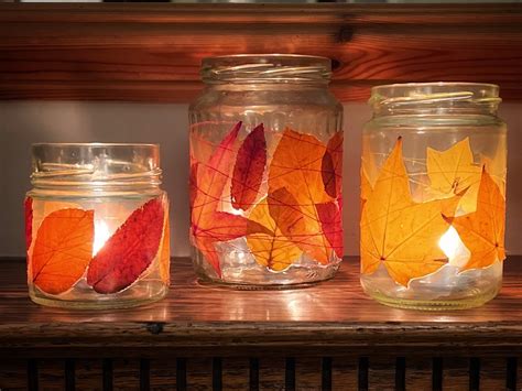 Make Jam Jar Autumn Leaf Lanterns Mud And Bloom