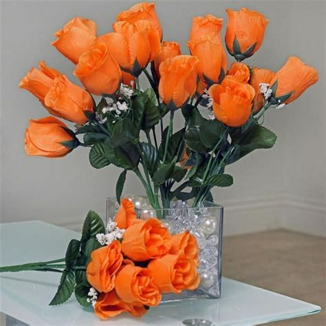 12 bush orange 84 rose buds real touch artificial silk flowers