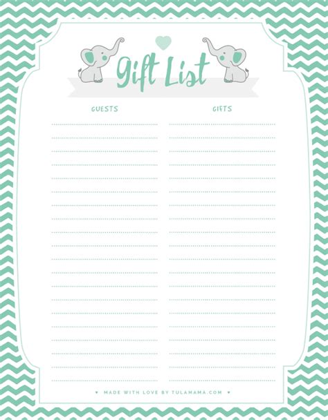 Greenery gift list, bridal shower gift list, baby shower gift list, guest list printable, gift checklist, boho green leaves printable b61. Free Printable Gift Tracker For Any Occasion in 2020 ...