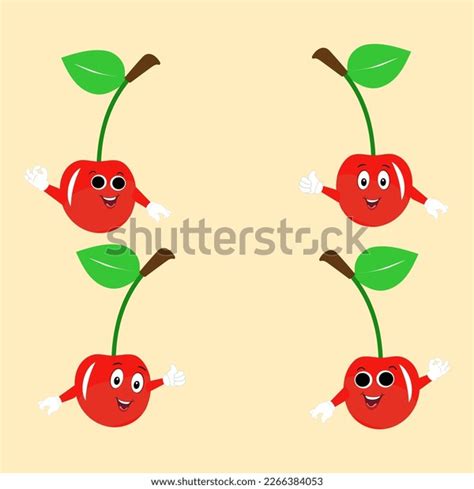 Cherry Cartoon Vector Illustration Cute Cherry Stock Vector Royalty
