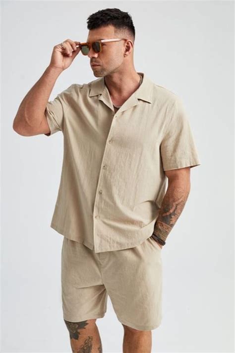 Mens Linen Outfits Mens Casual Outfits Men Casual Nude Shirt Nude Outfits Summer Outfits