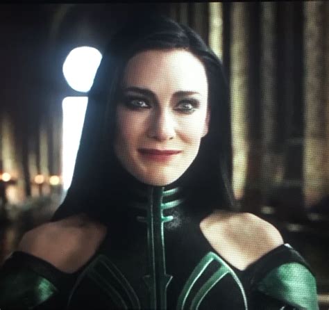 cate blanchett looks super hot in black and green leather with black hair marvel hela marvel