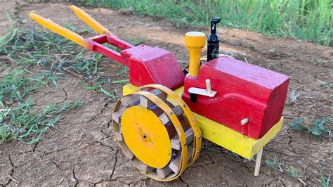 Diy Wooden Tractor At Home How To Make Mini Tractor From Wood Youtube