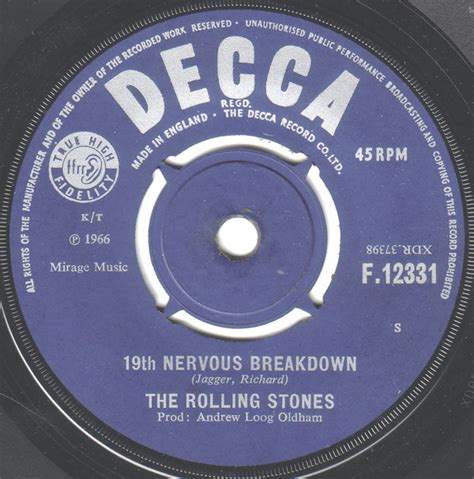 The Rolling Stones 19th Nervous Breakdown As Tears Go By 1966