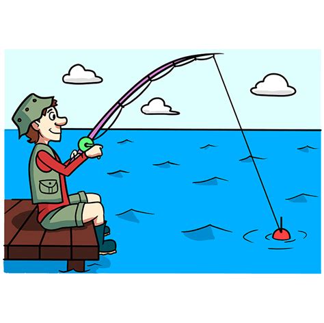 How To Draw A Man Fishing Really Easy Drawing Tutorial