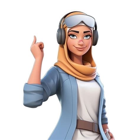 premium ai image techsavvy hijabi arab 3d cartoon character embracing virtual reality