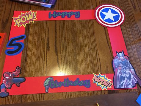 Super Hero Photo Booth Frame Avenger Birthday Party Superhero