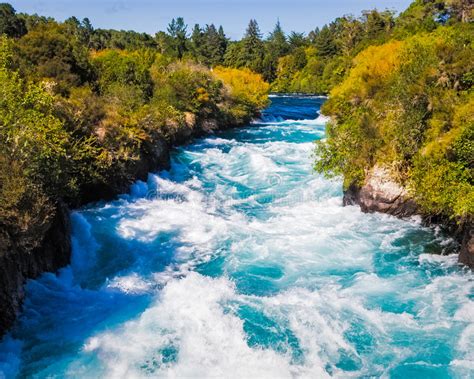 Huka Falls On The Waikato River Near Taupo Stock Image Image 35679433
