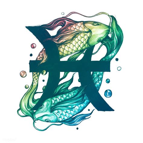 Hand Drawn Horoscope Symbol Of Pisces Illustration Premium Image By