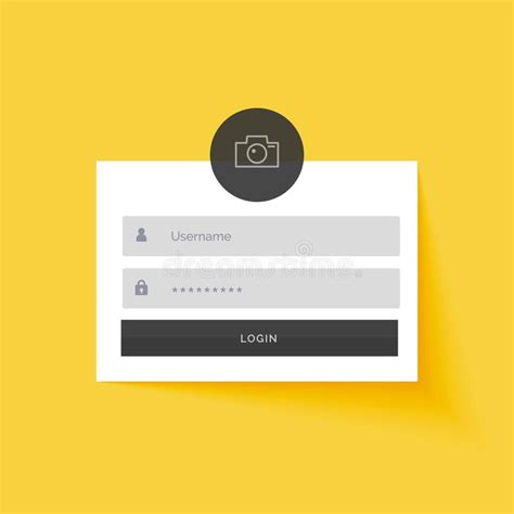 Yellow Login Form Template Design Background Stock Vector