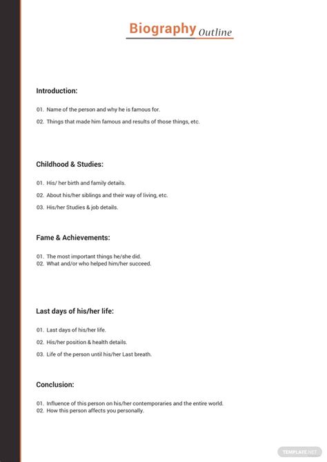 7 Biography Outline Templates In Word Pdf Apple Pages