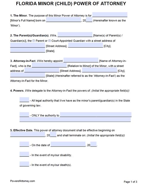 Consult a licensed attorney or law firm in your state of residence who will advise and answer. Free Minor (Child) Power of Attorney Florida Form - PDF - Word