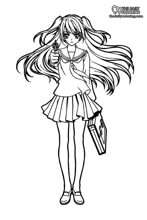 Anime Girl Coloring Page Freecoloringpages