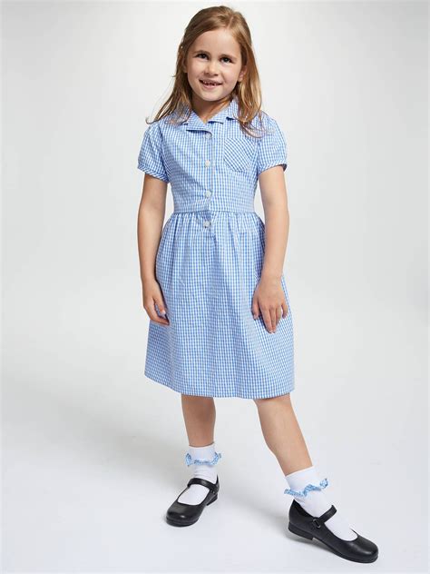 John Lewis And Partners School Belted Gingham Checked Summer Dress