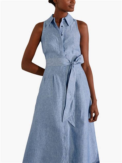 Boden Kate Linen Sleeveless Shirt Dress Chambray At John Lewis And Partners