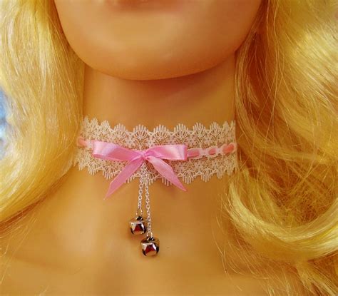 All Sizes Sissy Choker Bells Pink Satin White Lace French Maid Etsy