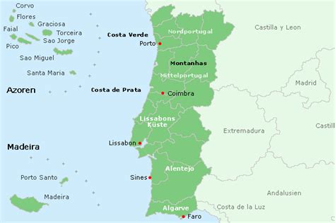Große karte der laminierten wand. Urlaub Portugal & Ferienhaus Ferienwohnung Portugal ...