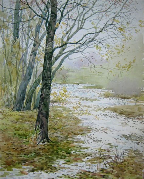Watercolor Painting The First Snow In The Forest Nsav188 2021