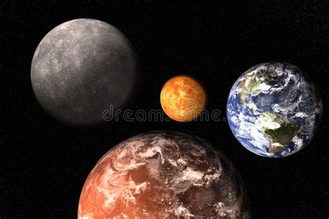 Planets Of Solar System Together In Space Earth Mars Venus Mercury