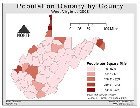 West Virginia Population Density Map Tourist Map Of English