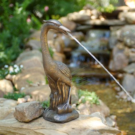 Coming in 70gph, 90gph, 180gph, and 320gph, these small fountain pumps are known for their quality and mag drive. Heron Spitter with Bronze Finish | Pond Spitters and ...
