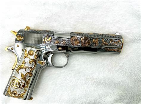New Colt 1911 Government 38 Super Fully Custom Engraved 24 Carats Gold