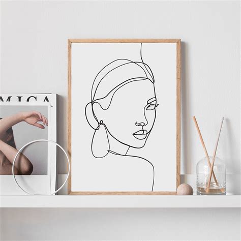 ✓free, fast shipping & returns on all orders ✓ top these line art prints are right on trend. Single line woman face PRINTABLE wall art, Line drawing ...